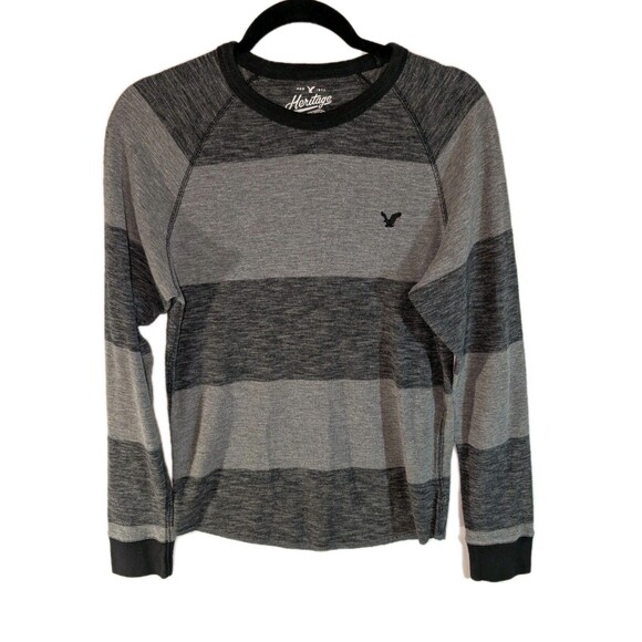 American Eagle Thermal Shirt Men’s Size Medium Gray Waffle Knit Colorblock Y2K - Picture 1 of 10